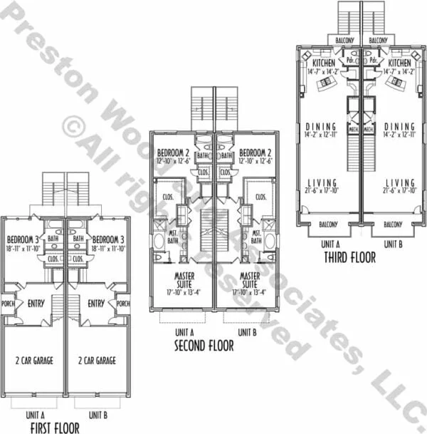 Duplex Townhouse Plan C9016 A & B