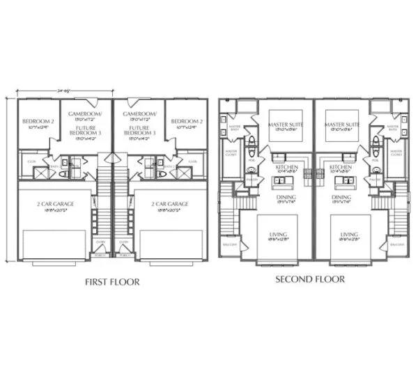 Duplex Townhouse Plan E2136 A1.1