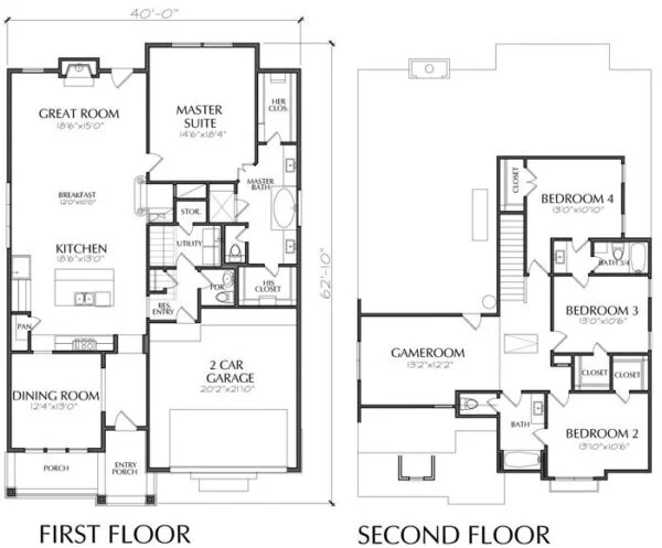 Two Story House Plan E3069