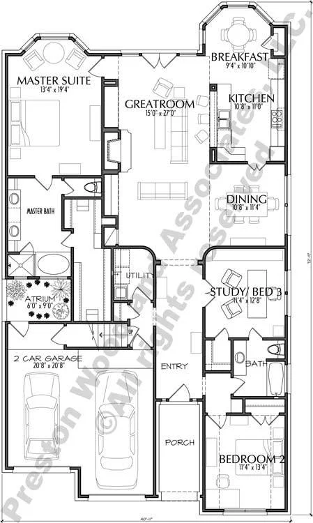 Patio House Plan C6157