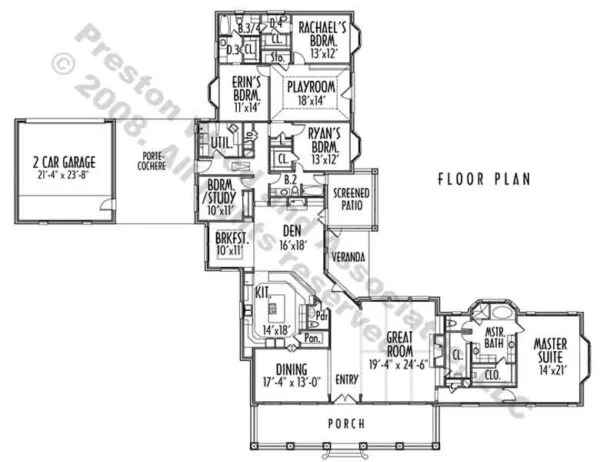 One Story House Plan C6107