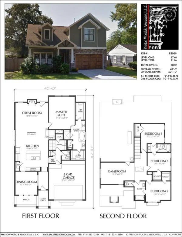 Two Story House Plan E3069