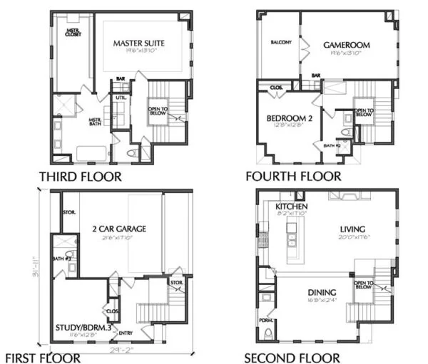 Townhouse Plan E3026 A1.1L