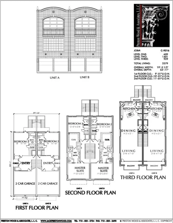 Duplex Townhouse Plan C9016 A & B