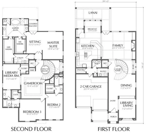 Two Story House Plan E1064