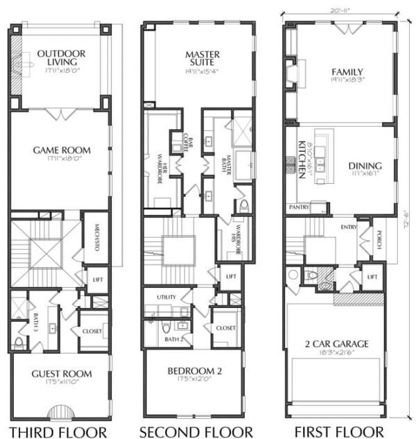 Townhomes, Townhouse Floor Plans, Urban Row House Plan Designers