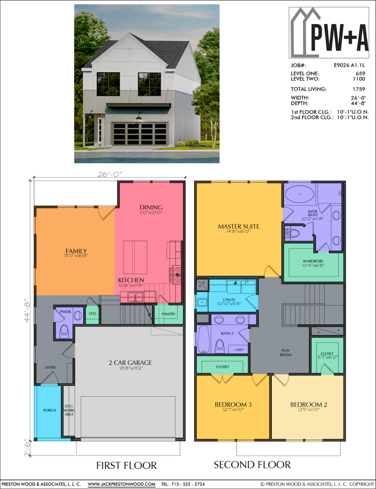 Two Story Small Home Plan E9026 A1.1 - Jack Preston Wood