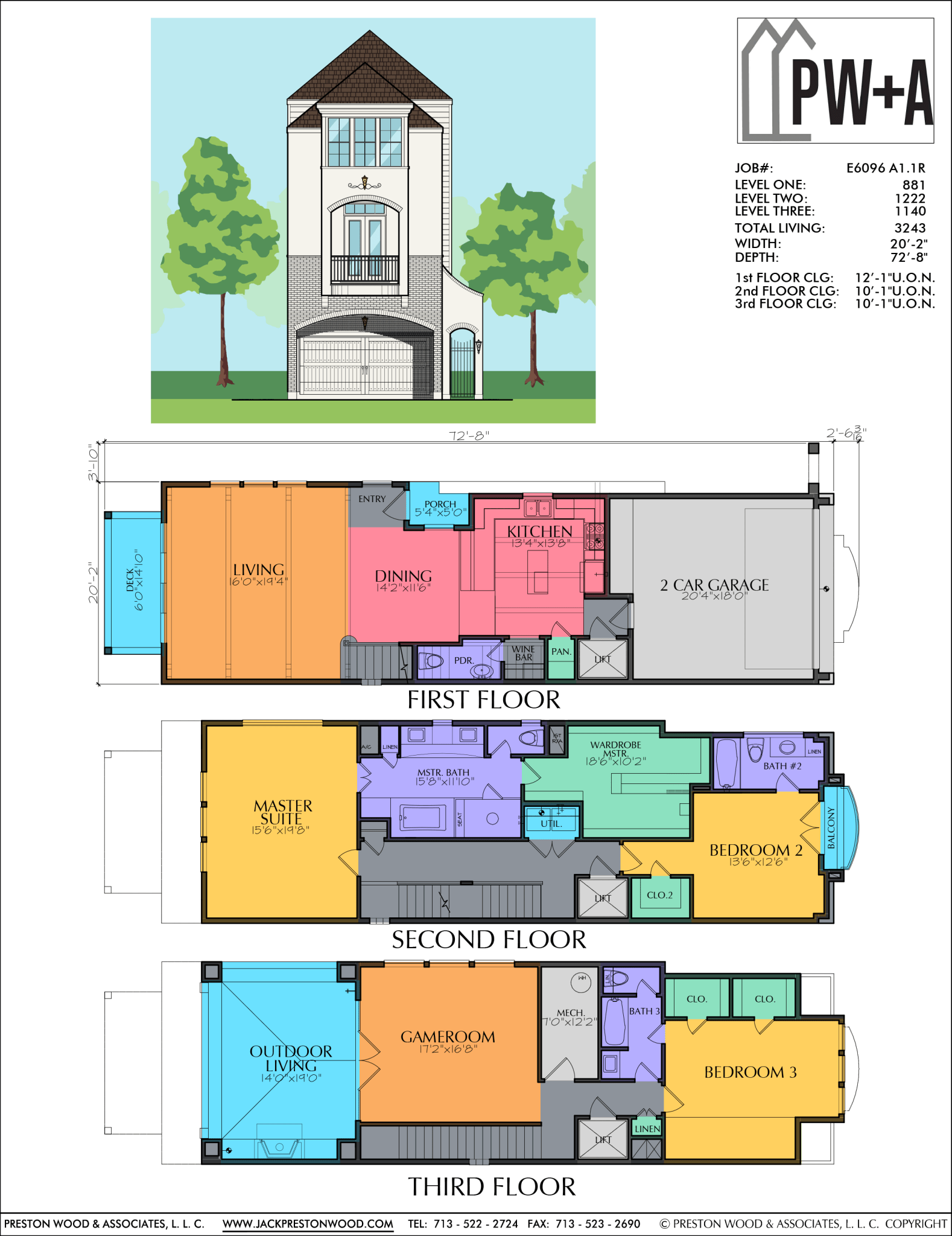 Three Story Townhome Plan E6096 A1.1 - Jack Preston Wood