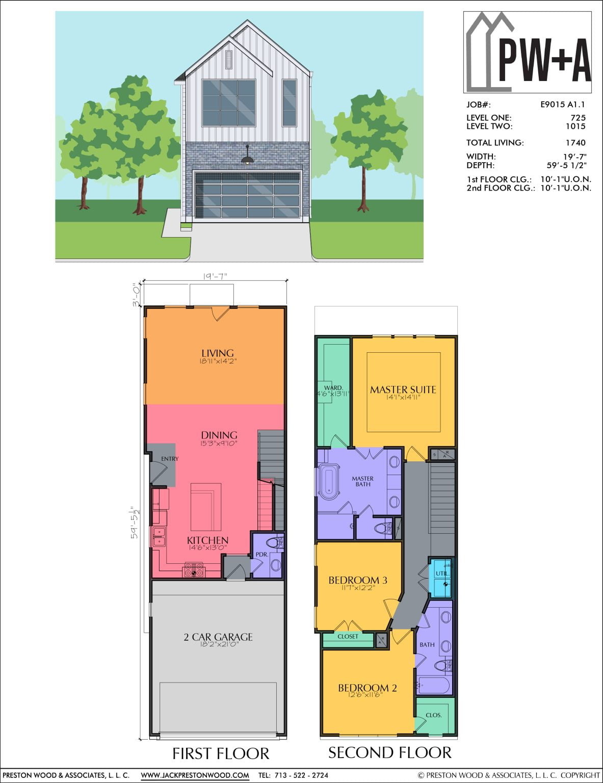 Two Story Townhome Plan E9015 A1.1 - Jack Preston Wood