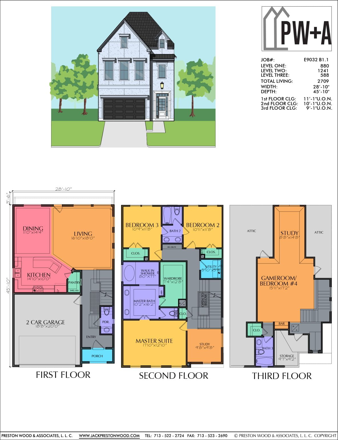 2 1 2 Story Townhome Plan E9032 B1.1 - Jack Preston Wood