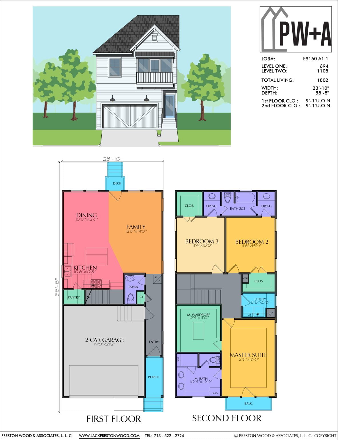 Two Story Townhome Plan E9160 A1.1 - Jack Preston Wood