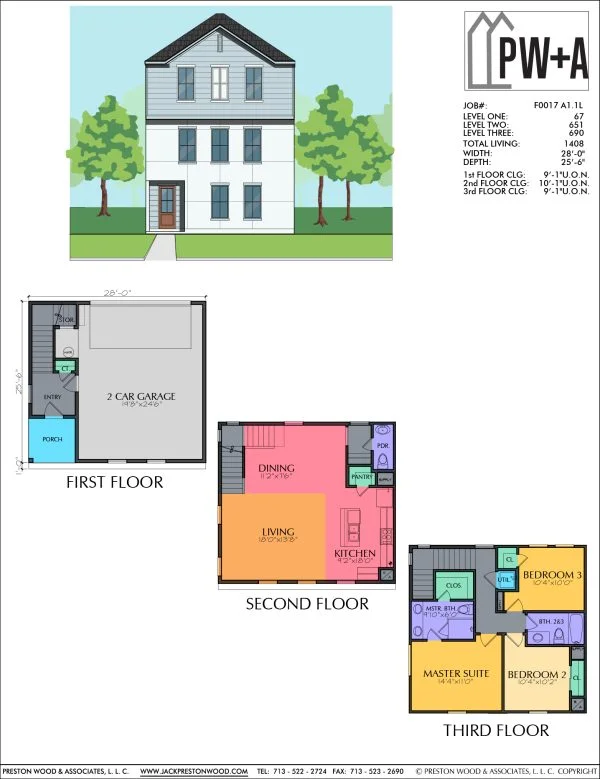 Three Story Townhome Plan F0017 A1.1