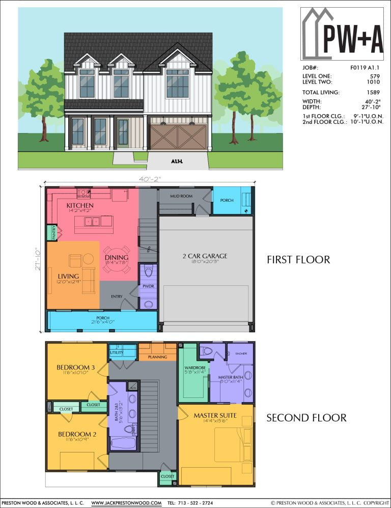 Two Story Home Plan F0119 A1.1 - Jack Preston Wood