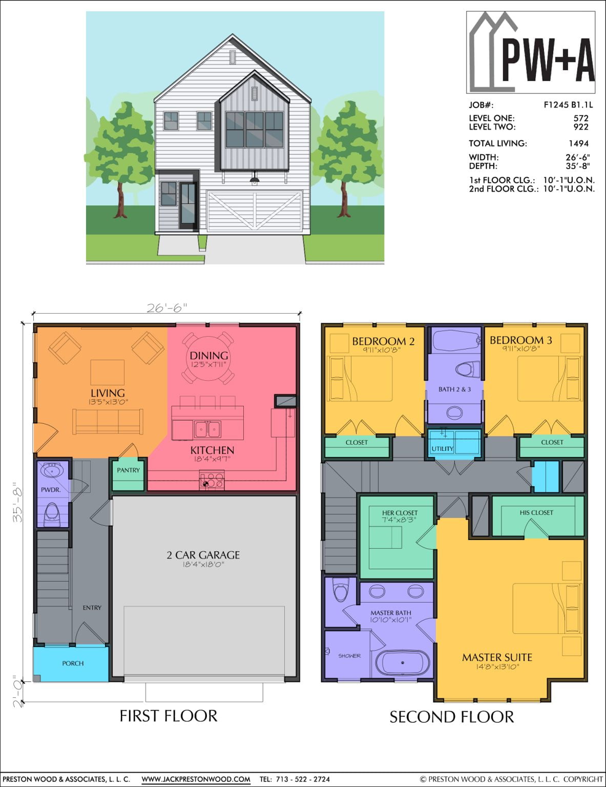 Two Story Townhome Plan F1245 B1.1L - Jack Preston Wood